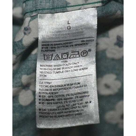 Old Navy Button Shirt Men’s L Green Floral Built In Flex Slim Fit Cotton Beach - Picture 7 of 8
